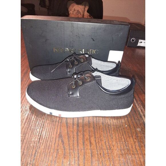 GUC Men's Size 10 Bruno Marc Black Canvas Dress Shoes Tie Shoes - Picture 2 of 6